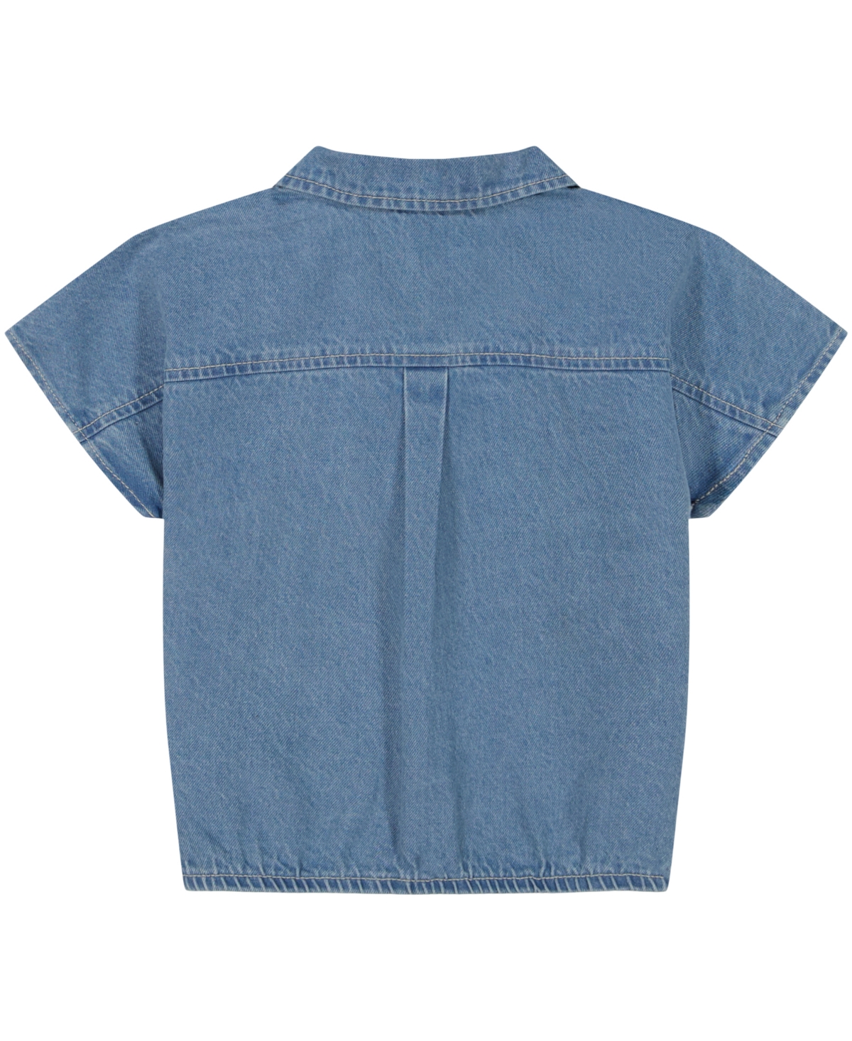 Calvin Klein Big Girls Elastic Bottom Denim Shirt