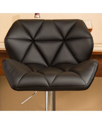 Adjustable Hydraulic Tufted Barstools, Set of 2