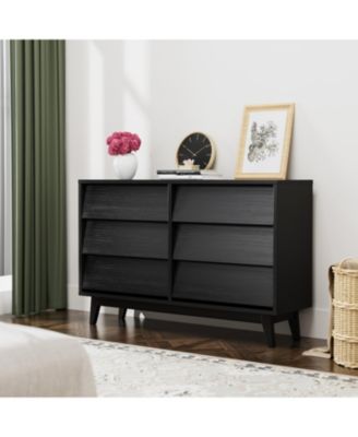 6 Drawer Double Dresser Features Vintage-style and Bevel Design