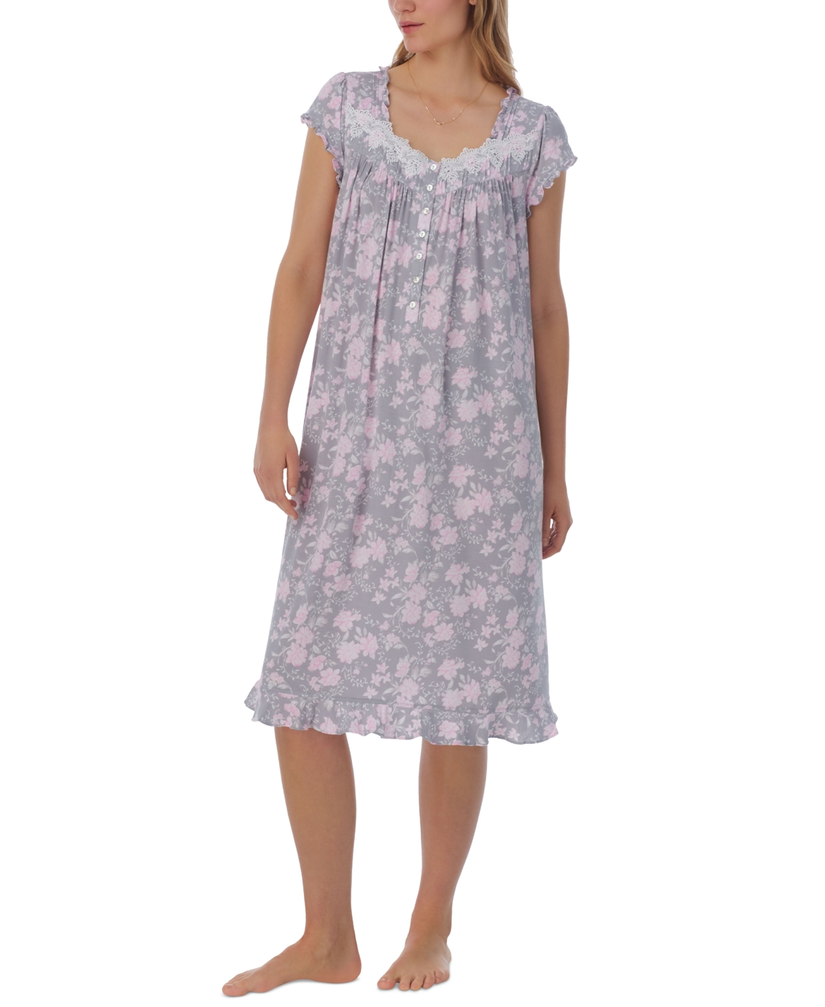 Eileen West Women's Floral Lace-Trim Waltz Nightgown