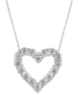 Lab Grown Diamond Heart Pendant Necklace (3 ct. t.w.) in 14k White Gold, 16" + 2" extender