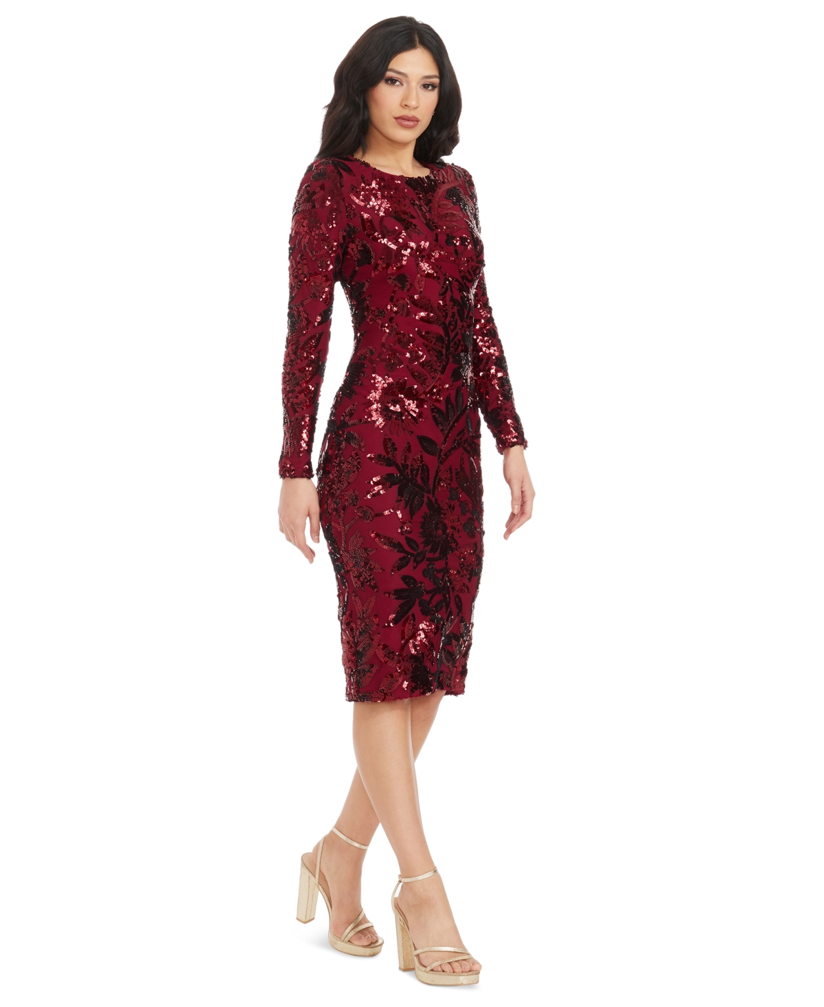 Shop Dress The Population Women's Emmalyn Sequined Cocktail Dress In Port