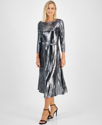 Tommy Hilfiger - Women's Shine Metallic Tie-Waist Dress