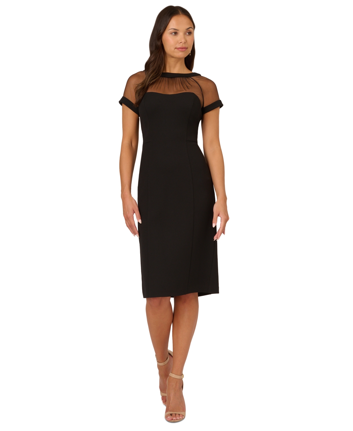 Adrianna Papell Women's Illusion-Neck Sheath Dress