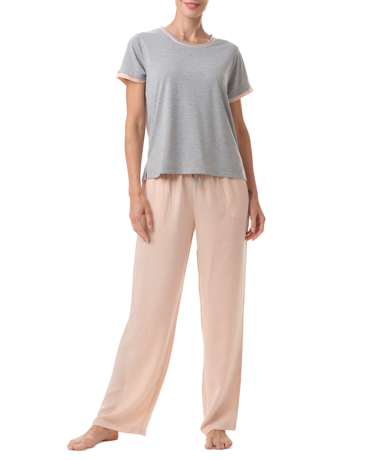 Tommy Hilfiger Women's 2-pc. Short-sleeve Satin Logo Pajamas Set In Barely There