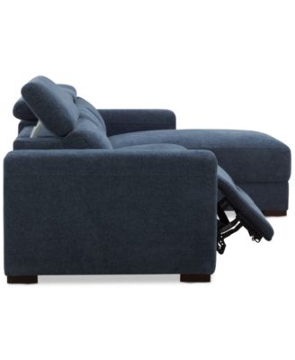 Nevio 3-Pc. Fabric Power Headrest Sectional and Chaise with 1 Power Motion Chair