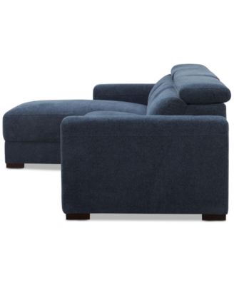 Nevio 3-Pc. Fabric Power Headrest Sectional and Chaise with 2 Power Motion Chairs