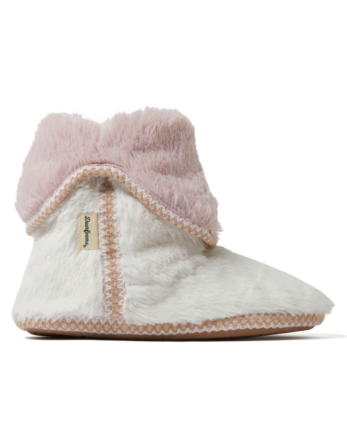 Dearfoams Beth Faux Fur Fold Down Fuzzy Bootie Slipper In Black