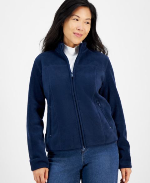 Женская куртка Style & Co Petite Polar Fleece Zip-Front, цвет: Синий