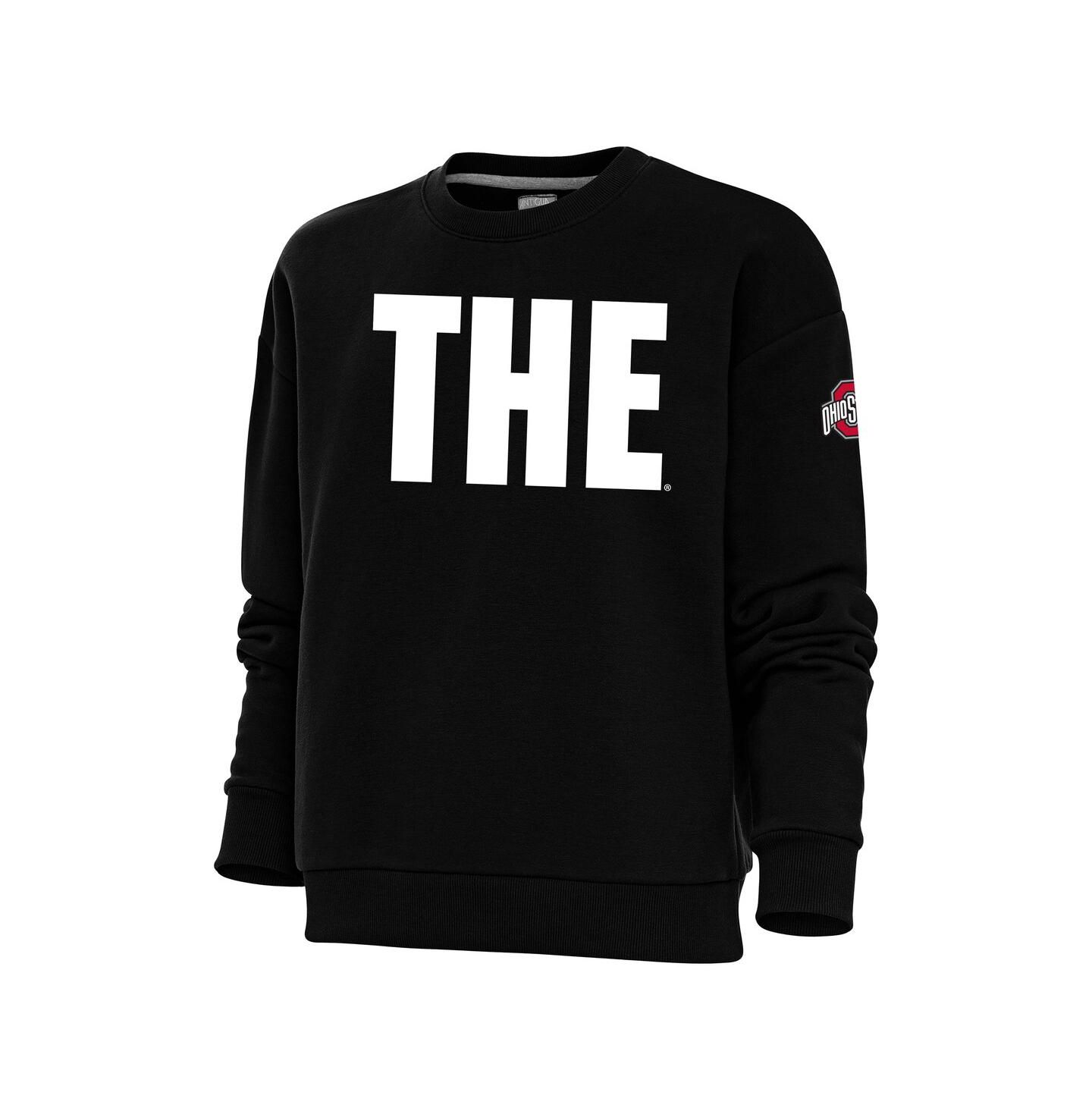 Женские толстовки Antigua Black Ohio State Buckeyes Victory THE Crewneck Pullover — фото 1