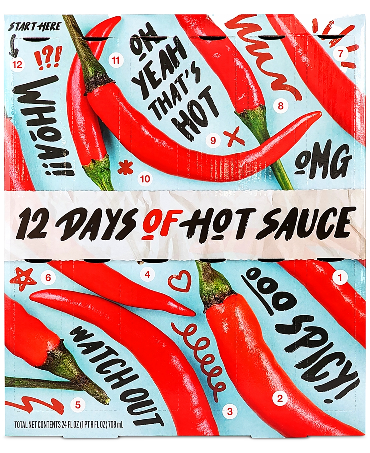 Msrf Holiday 12 Days of Hot Sauce Gift Box Advent Calendar, 12 Piece