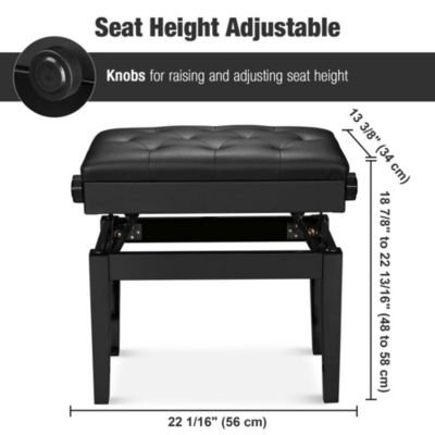 Piano Bench PU Leather Storage Adjustable Height Padded Seat Keyboard