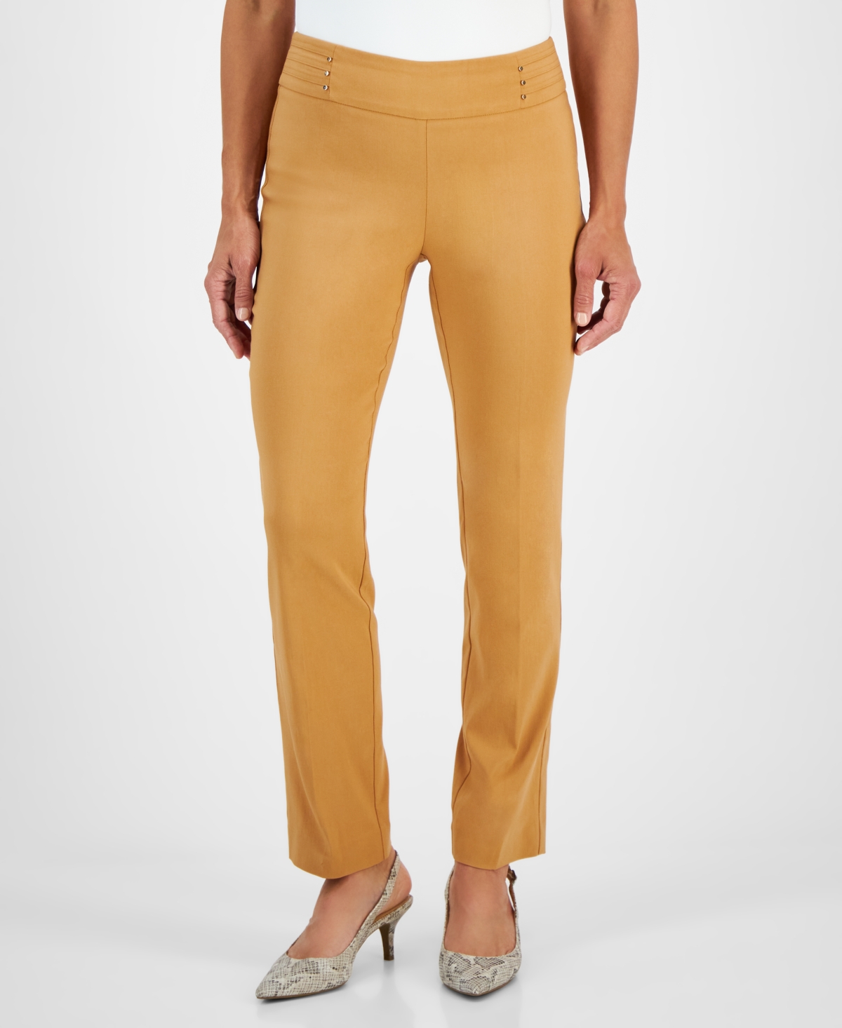 JM COLLECTION PETITE STUDDED-RIVET STRAIGHT-LEG PANTS, PETITE & PETITE SHORT, CREATED FOR MACY'S 