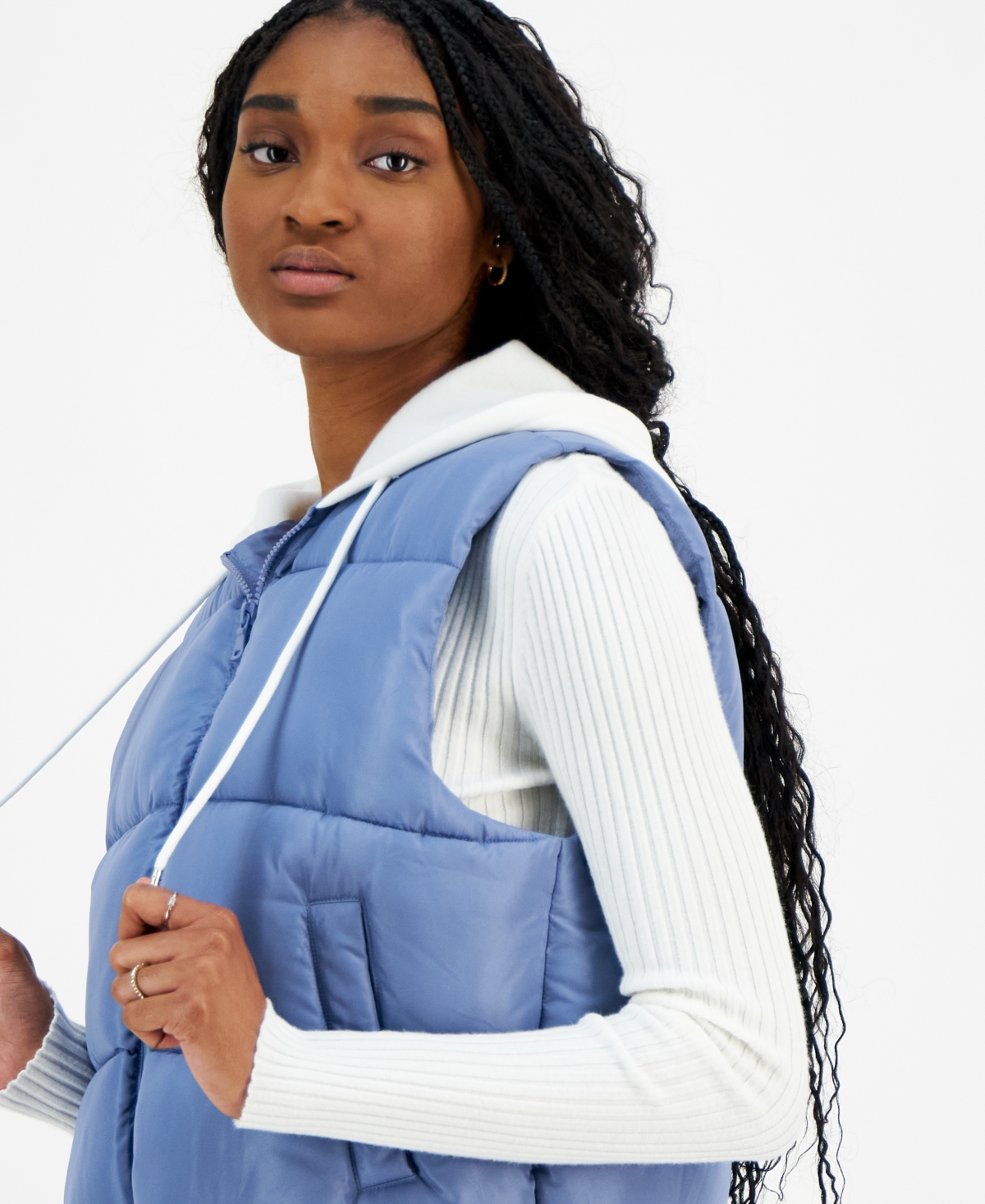 Madden Girl Juniors' Hoodie Puffer Vest