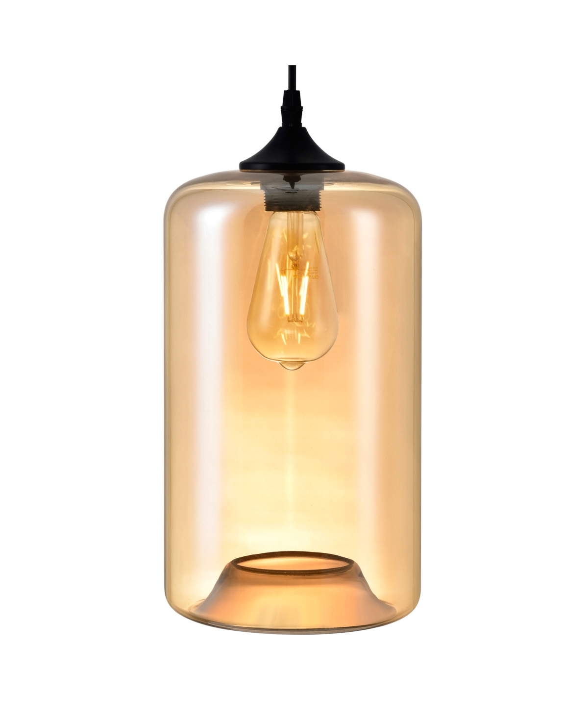 Shop Cwi Lighting Glass 1 Light Down Mini Pendant In Black