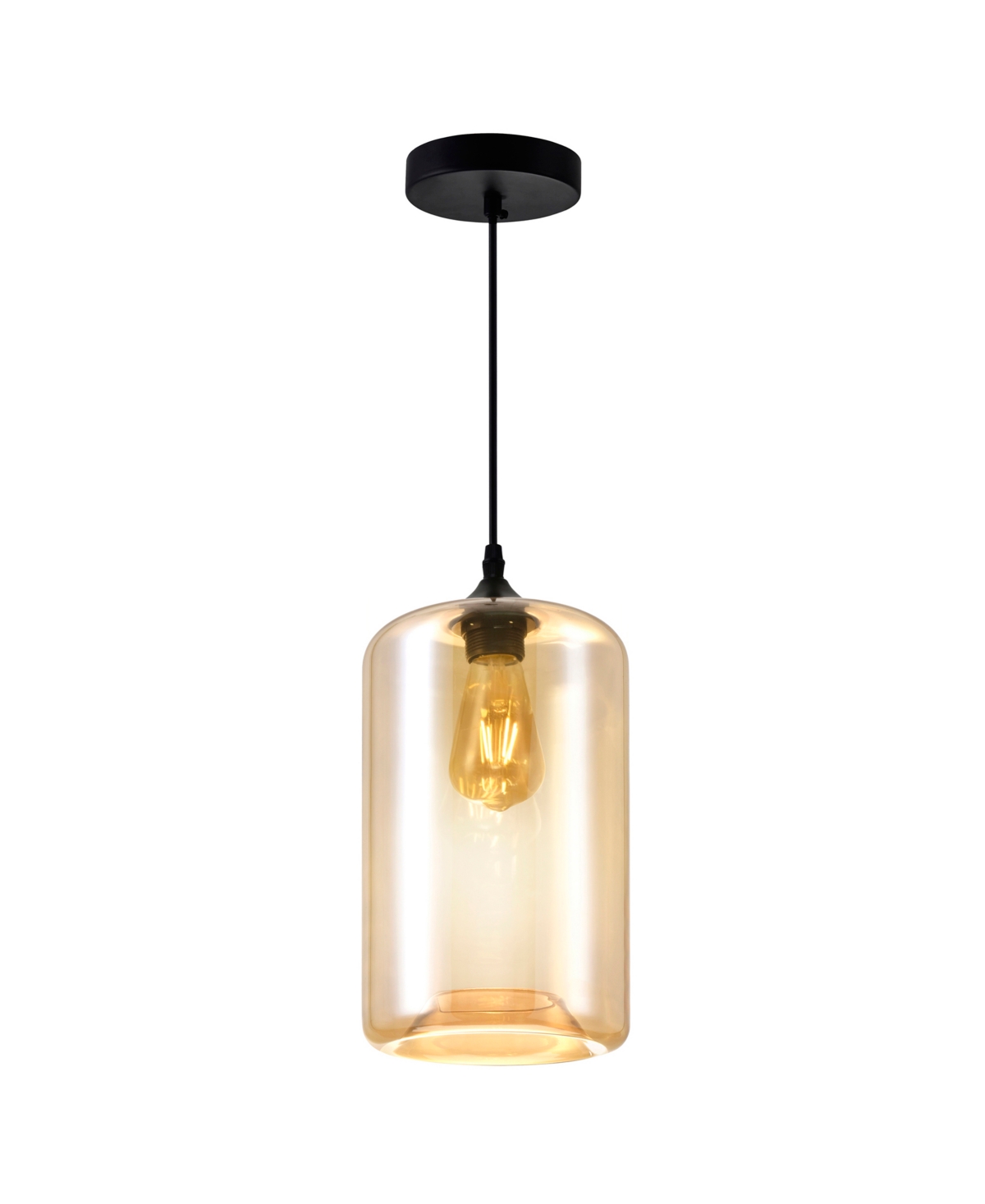 Shop Cwi Lighting Glass 1 Light Down Mini Pendant In Black