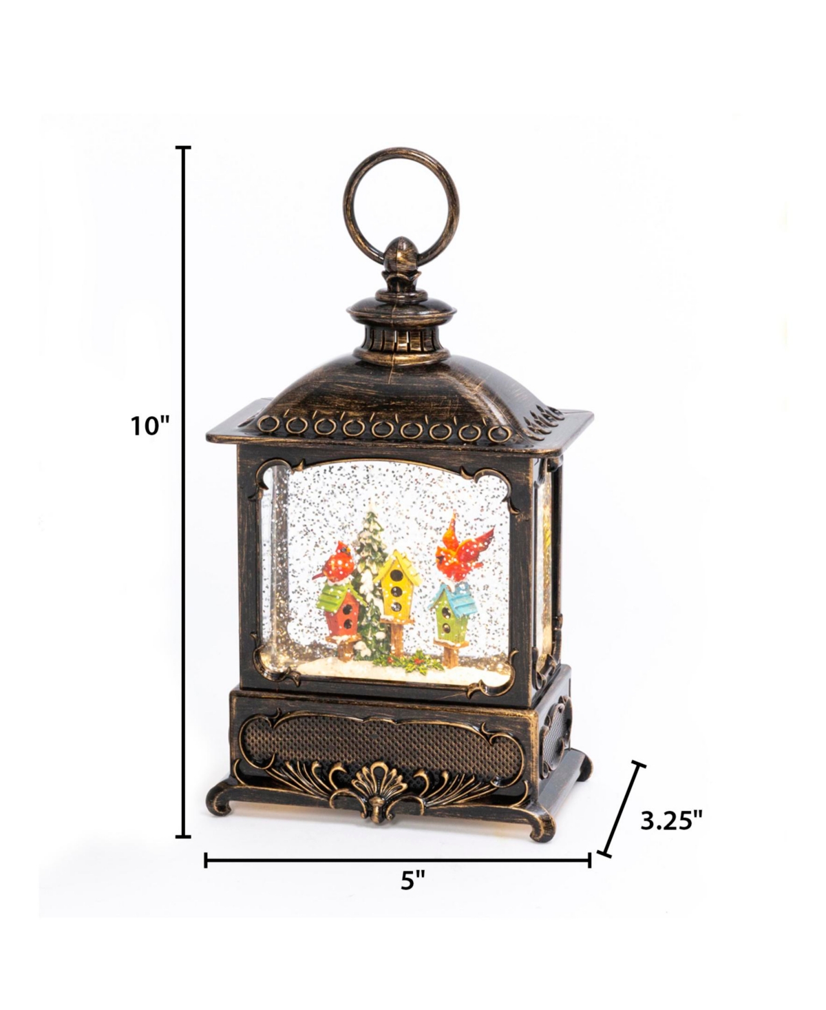 Gerson International Christmas Light Water Globe Lantern with Cardinal