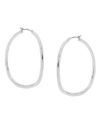 Silver Sculpted Hoop Earrings