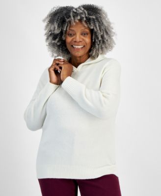 Style & Co - Plus Size Solid Long-Sleeve Hoody Sweater