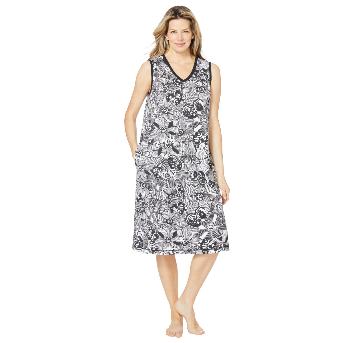 Dreams & Co. Women's Trapeze V-Neck Short Lounger