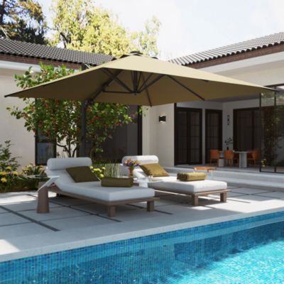 156"W x 120"D Rectangular 360 Degree Rotation Cantilever Umbrella w/ Weight Base Included