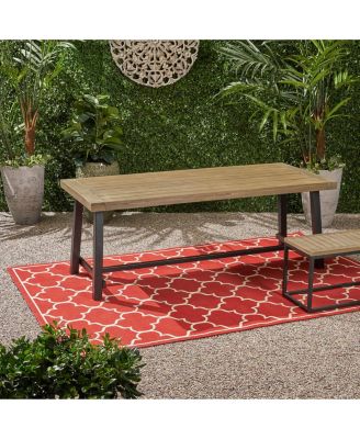 Modern Industrial Acacia Wood Outdoor Dining Table Weather-Resistant