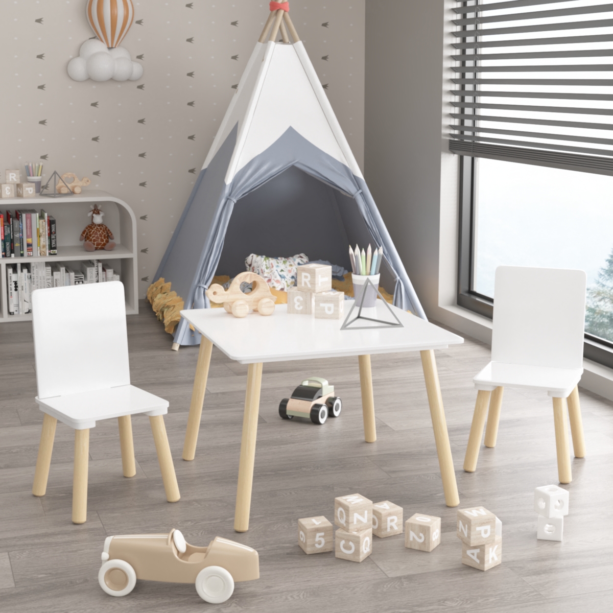 Streamdale Furniture Sturdy Kids Table and Chairs Set - White