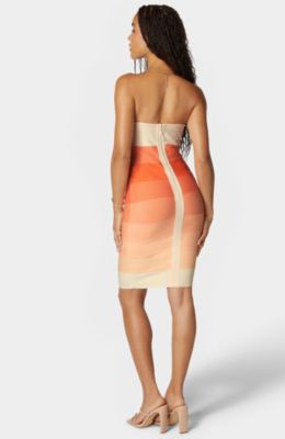 Women's Strapless Colorblock Bandage Midi