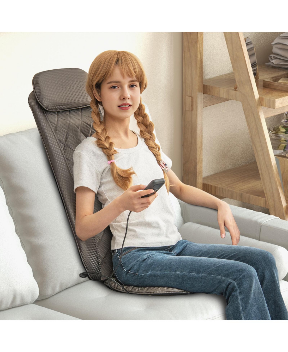 Slickblue Massage Chair Pad with Heat and Vibration-Black