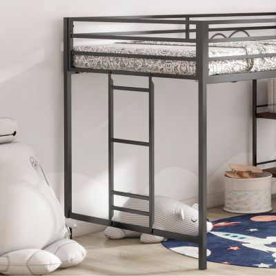 Adam junior twin loft bunk with Cinnamon wood shelf