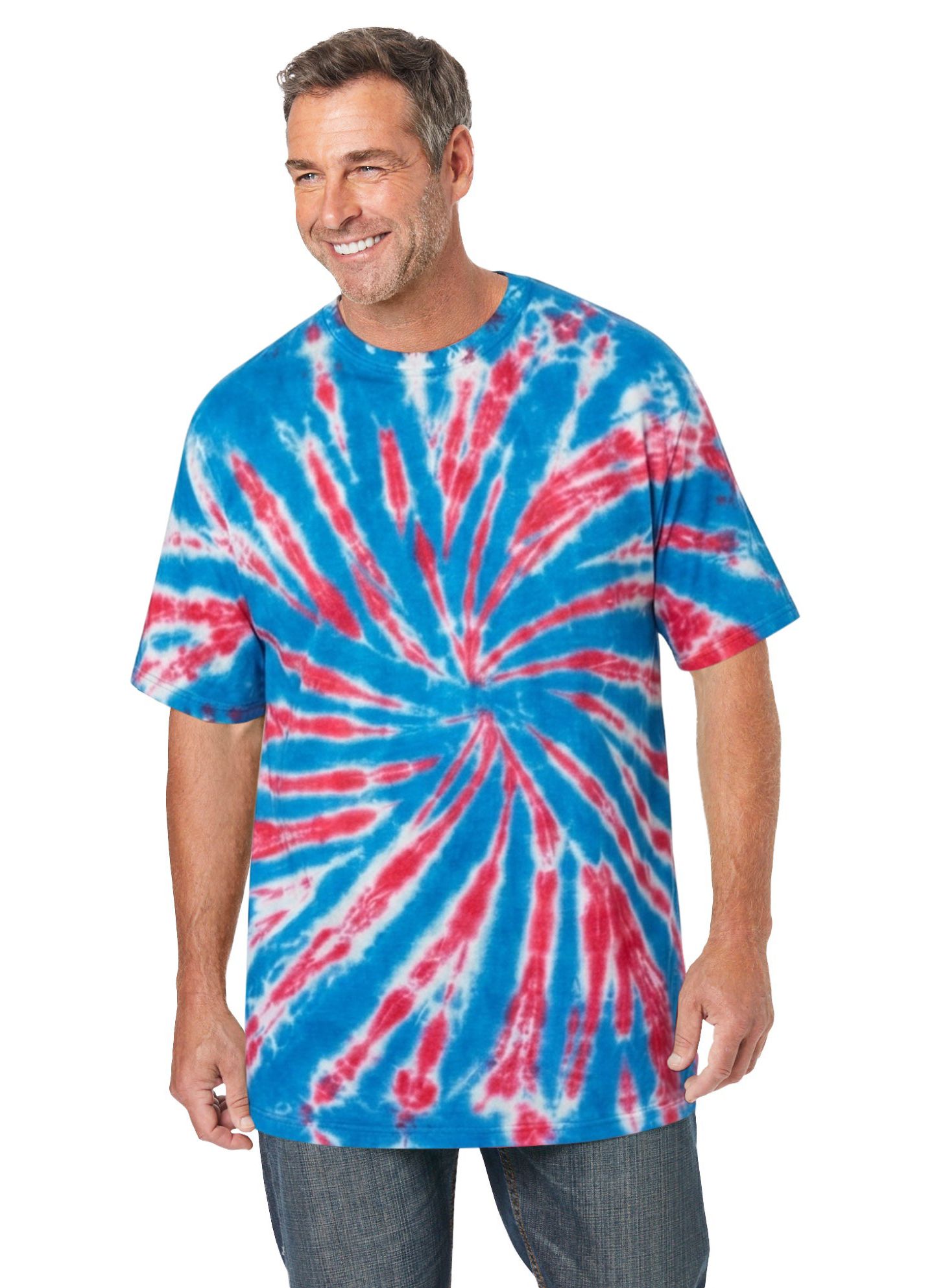 Мужская футболка KingSize Lightweight Tie-Dye Crewneck, цвет: Тай-дай, вариант 1 — фото 1