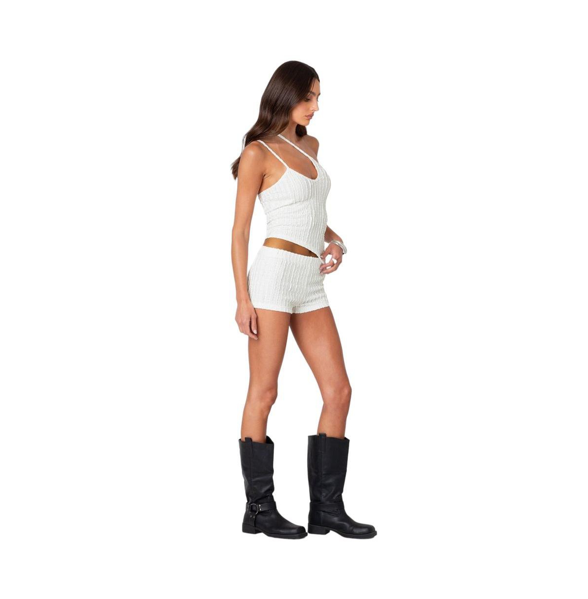 Edikted Women's Phoebe Textured Knit Shorts