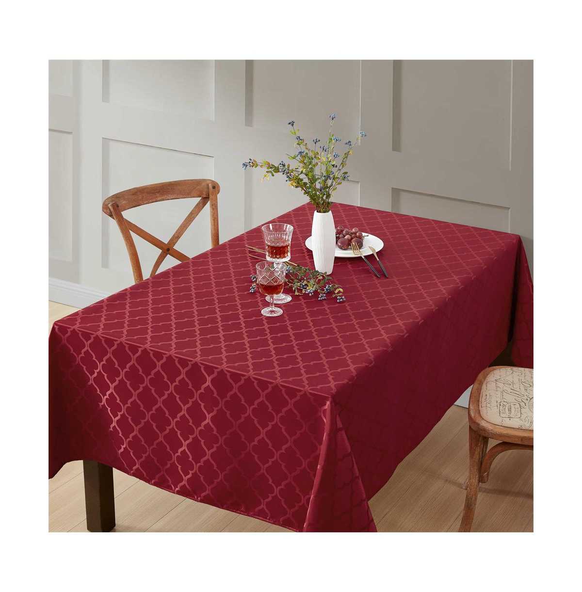 Modena Fabric Tablecloth, Jacquard Fabric Table Cloth for Rectangle Table, Advanced Water Resistance, Fade, Wrinkle, and Stain Resistant Table