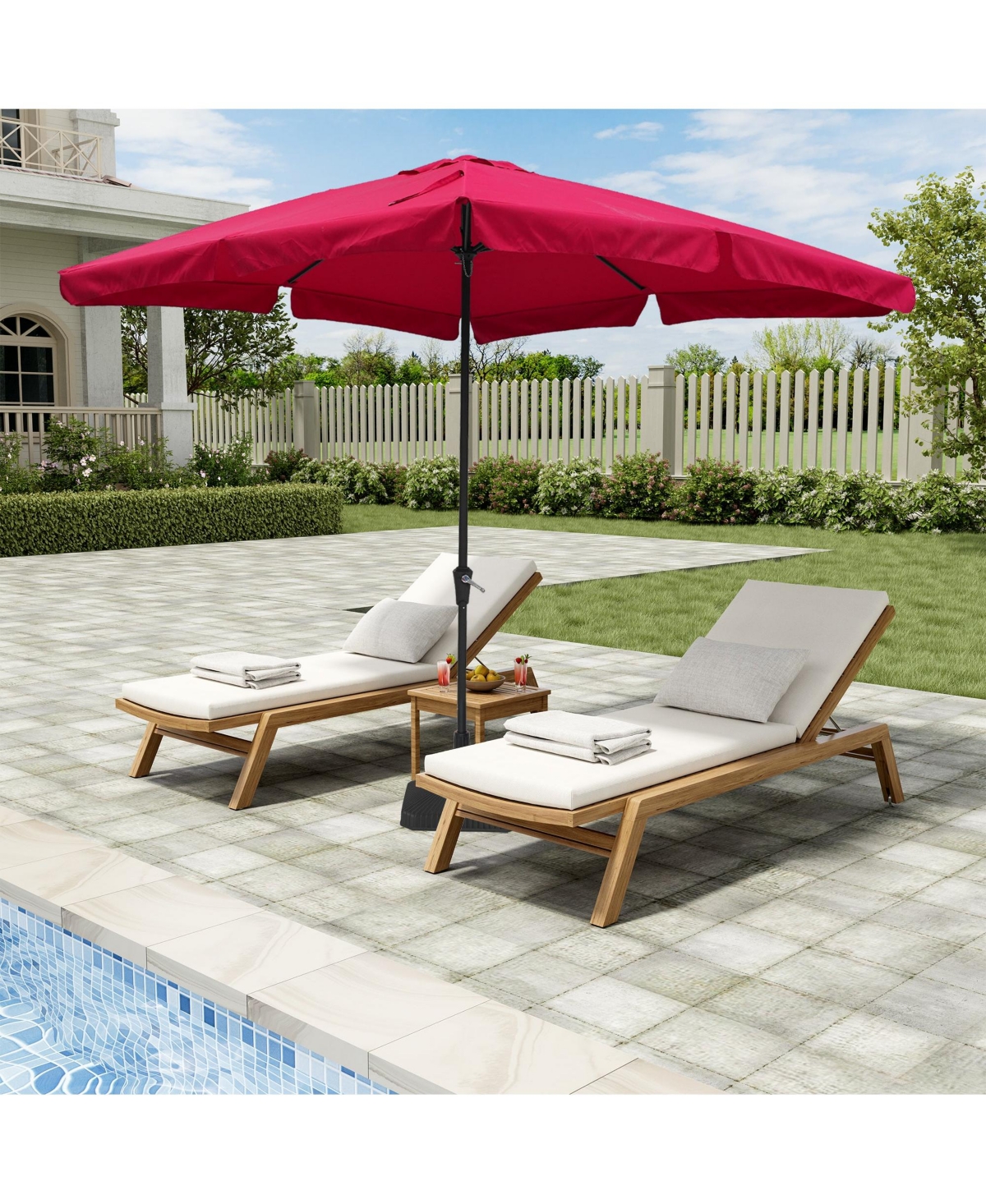 Mondawe 8 ft. x 10 ft. Skirted Canopy Outdoor Patio Square Market Umbrella With Base Stand Included