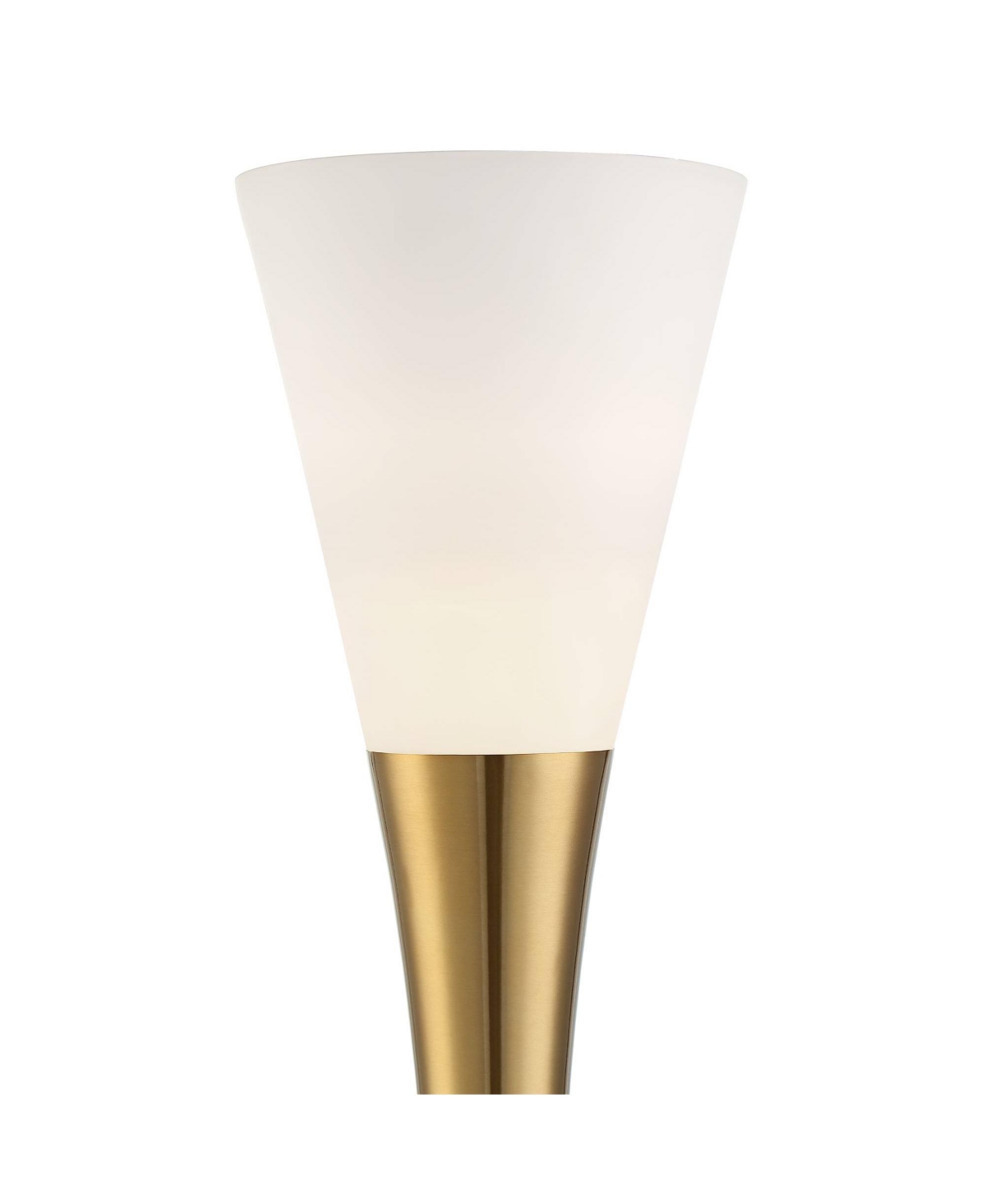 Possini Euro Design Piazza Mid Century Modern Glam Style Torchiere Floor Lamp TallAntique Brass Metal White Glass Shade for Living Room R