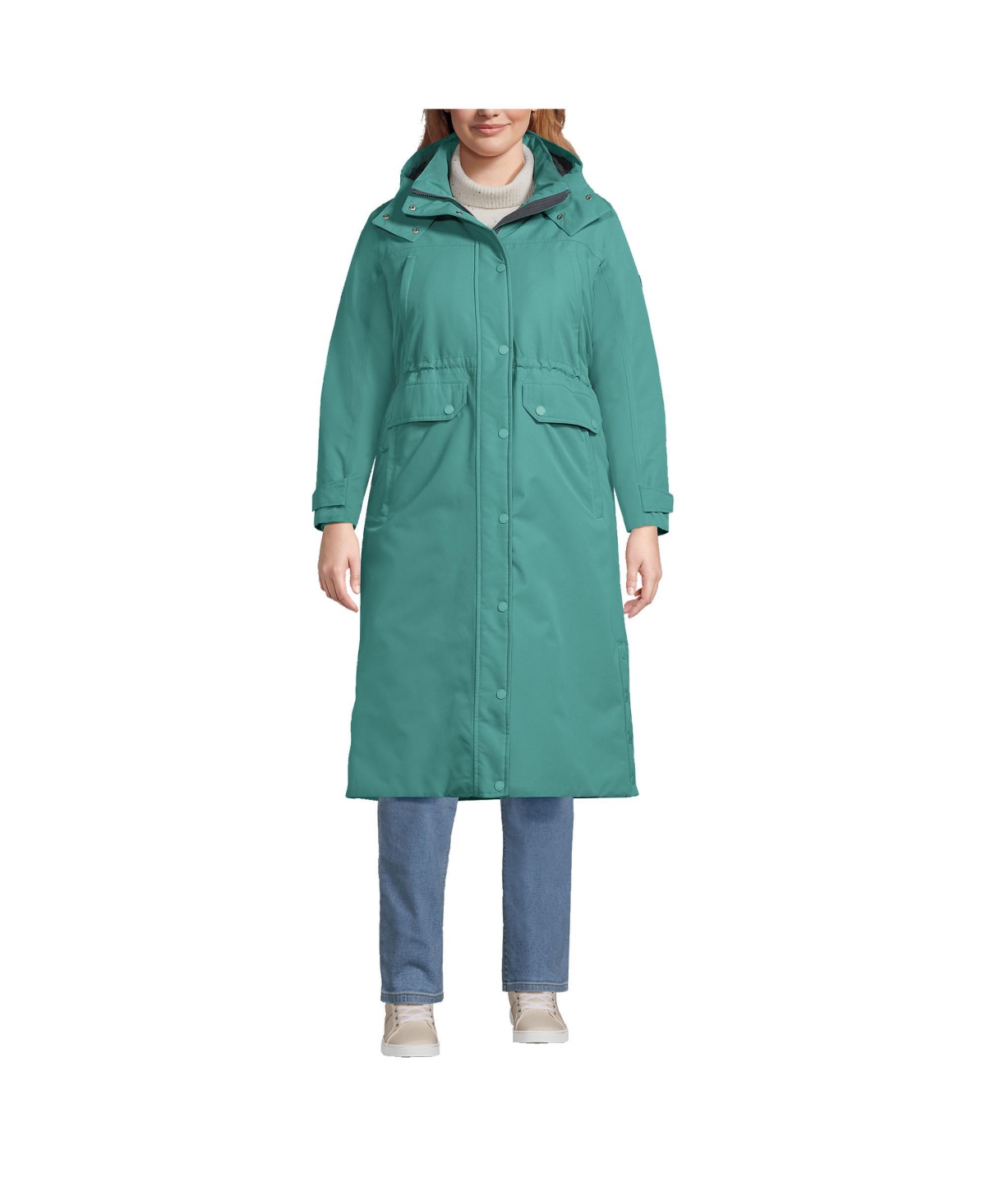 Plus Size Expedition Waterproof Winter Maxi Down Coat - Teal shadow