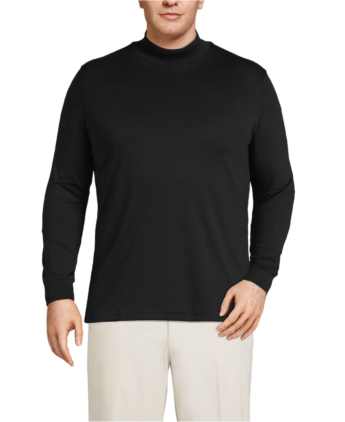 Big & Tall Cotton Supima Mock Turtleneck - Black