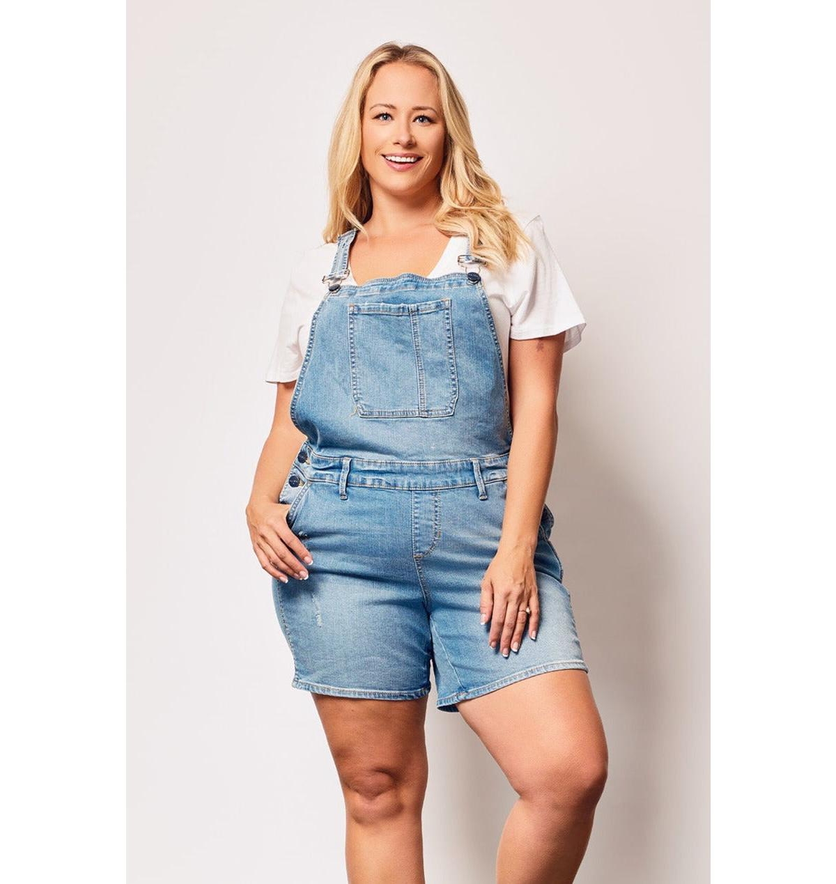 Plus Size Denim Short Overall - Sophie