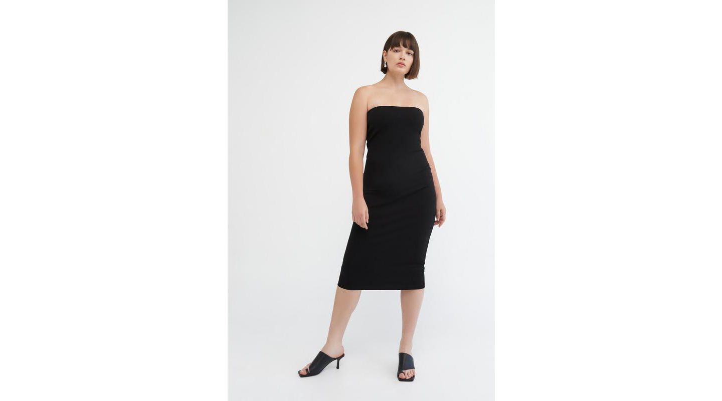 Женское платье Marcella Natalia Strapless Side-Zip Fitted Midi, цвет: Чёрный — фото 1