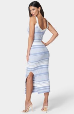 Women's Striped Sweater Midi Dress