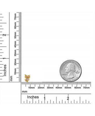 Tiny Pink CZ Lucky Wise Owl Bird Helix Cartilage Ear Lobe Piercing Daith 1 Piece Stud Earring Cubic Zirconia14K Yellow Gold Screw back