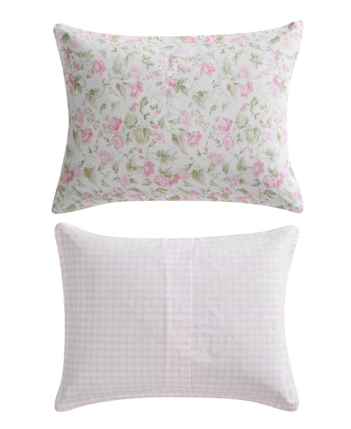Laura Ashley Morning Gloria Reversible 3 Piece Comforter Set, Full/queen In Pretty Pink,green