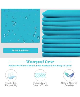 3 Pieces Outdoor Patio Corner Rattan Sofa Set-Turquoise