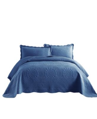 3 PCS 100% Cotton Oversized Bedspread Quilt Set Embroidery TF -King