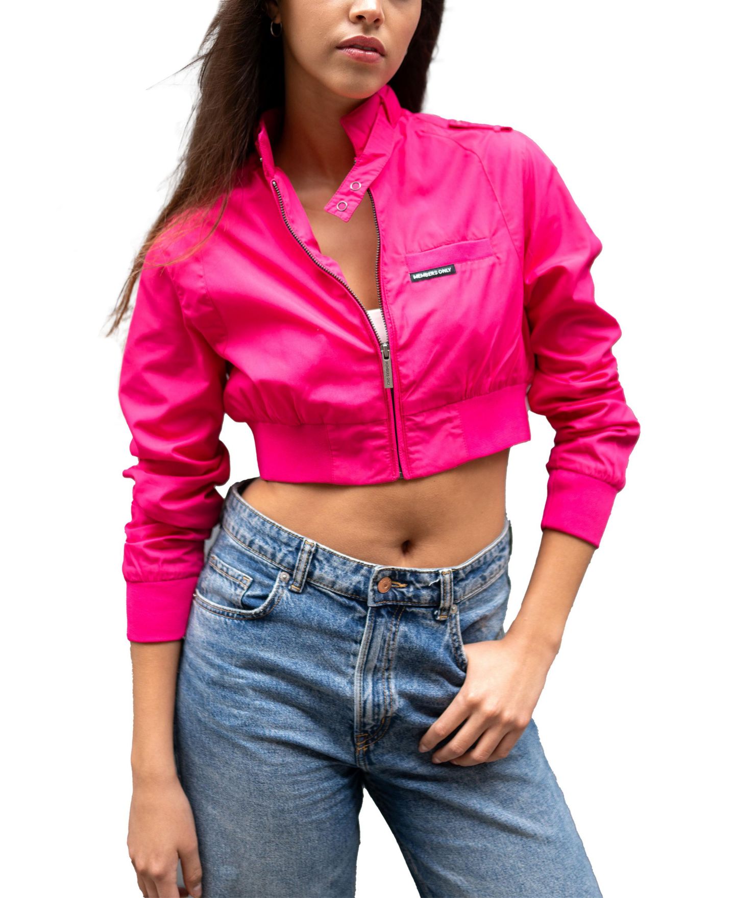 Женская куртка Members Only Mini Cropped Racer, цвет: Розовый — фото 2