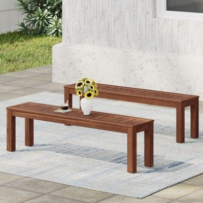 Rustic Acacia Wood Picnic Benches for Outdoor Dining and Entertaining