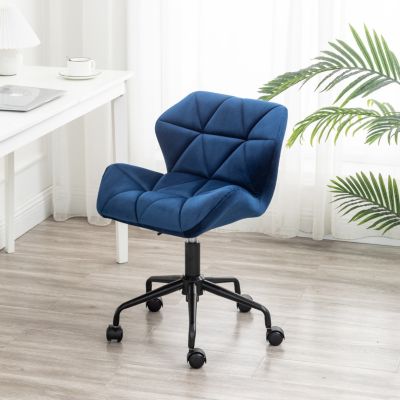 Diamond Tufted Adjustable Swivel Office Chair, Blue