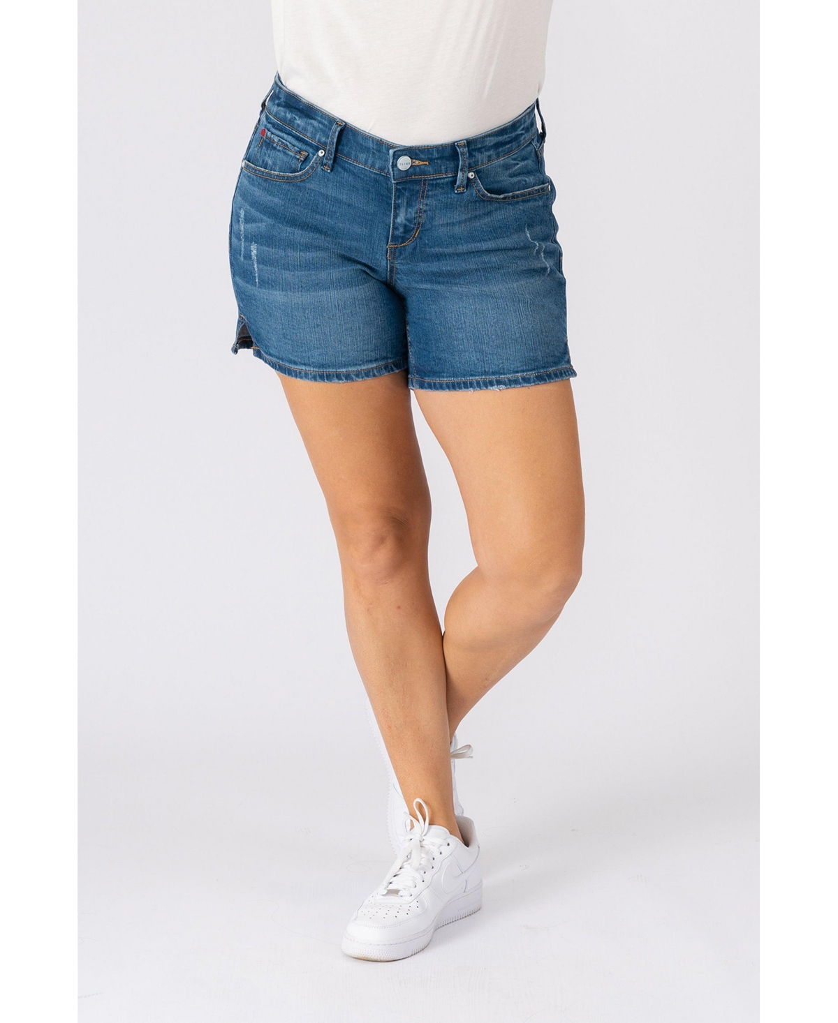 Plus Size Denim Side Vents Shorts - Veronica