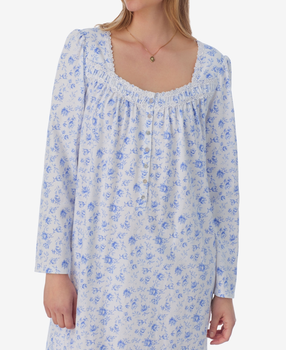 Eileen West Women's Cotton Floral Lace-Trim Nightgown