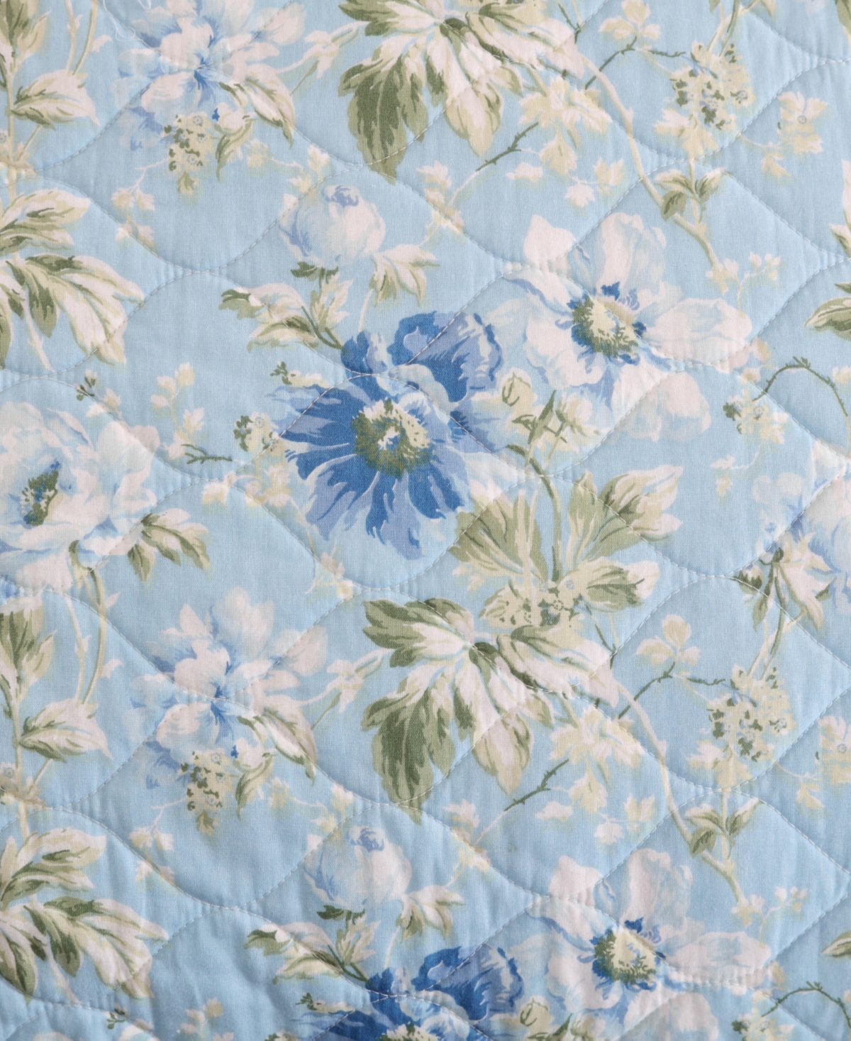 Laura Ashley Peony Garden Reversible 2 Piece Quilt Set, Twin In Light Blue,green